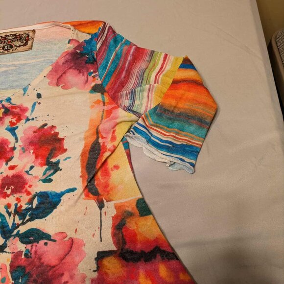 Amma Designs Tie Dye Tunic/Shirt Dress Womens XL Made in LA Multicolor Pullover - Picture 3 of 9